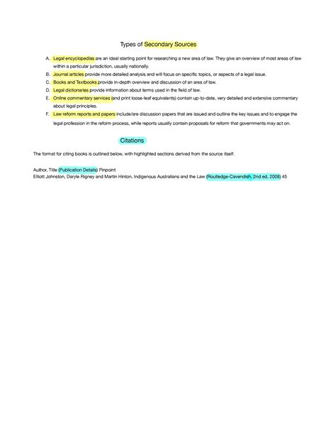 LAWS1024 Notes - law - Types of Secondary Sources A. Legal ...