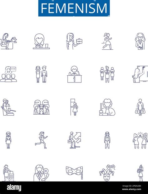 Femenism line icons signs set. Design collection of Feminism, Womanism ...