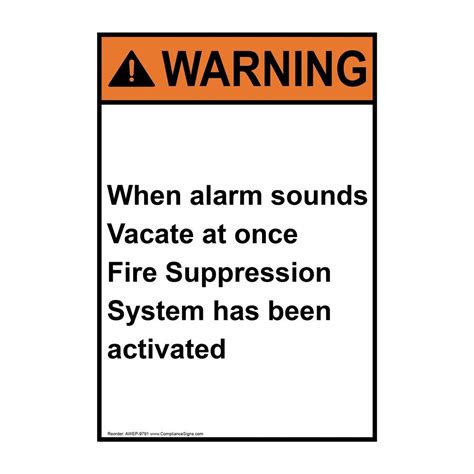 Buy Vertical Warning When Alarm Sounds Vacate at Once Fire Suppression ...