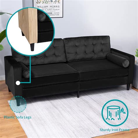 Buy BALUS 76 W Velvet Sofa Couch, Mid-Century Modern Couch Love Seats ...