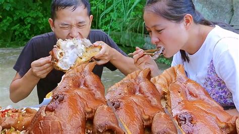 170元预定一个猪头，炖上2小时骨头都烂了，今天吃开心了！【刘大瓜】 - YouTube
