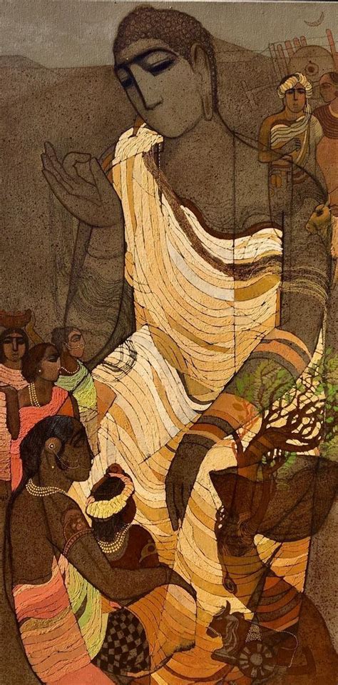 "Gautama Budhha 2": Light Brown Acrylic Painting by Siddharth Shingade ...