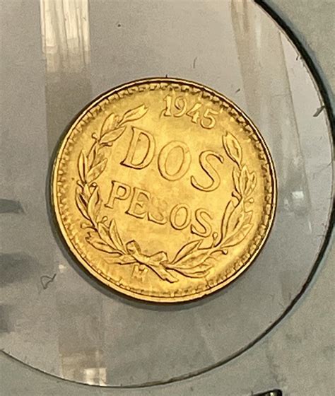 Lot - 1945 Dos Pesos Mexico Gold Coin MS-63