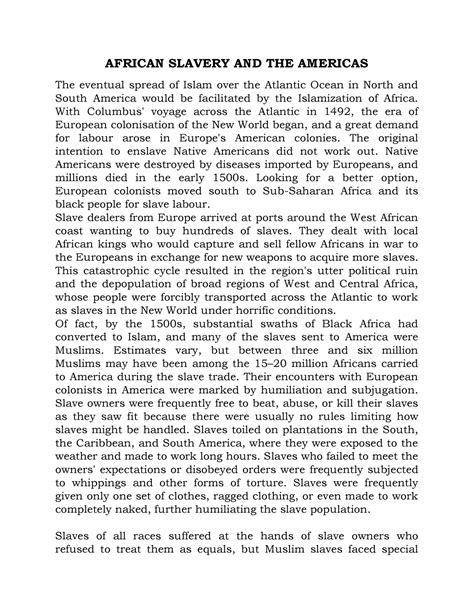 African Slavery and the Americas - AFRICAN SLAVERY AND THE AMERICAS The ...