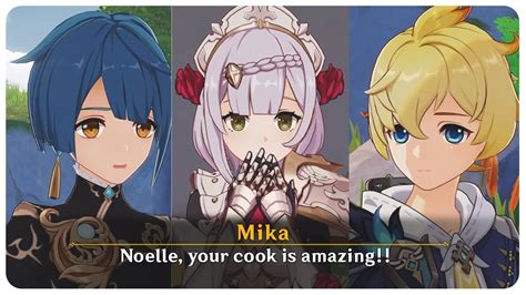 Noelle Gets Complimented by Mika and Xingqiu (Cutscene) Waterborne ...