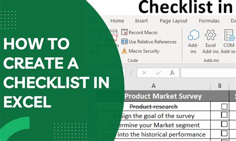 Image result for Create a Checklist in Excel