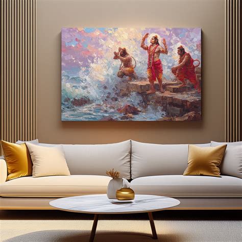 Vanar Sena Bridge Builders Textured Pastel Painting of Ram Setu – CRAFTICO