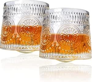 Varyon Diamond Dancing Whiskey Glass Set of 2 Pcs with Rotable Bottom ...