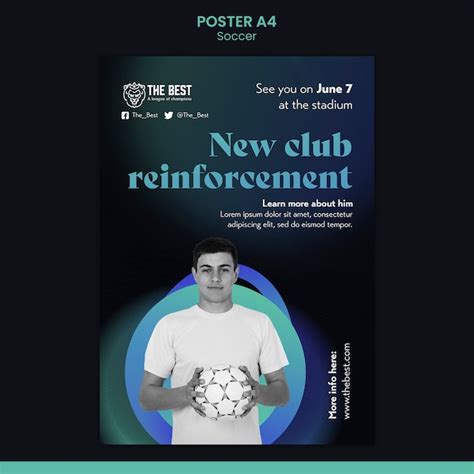 Gradient soccer poster template design | Free PSD