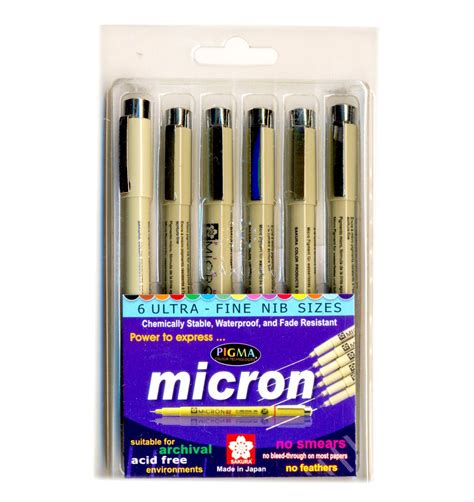 Sakura Black Pigma Micron Pen Set 6 Sizes - Starbox