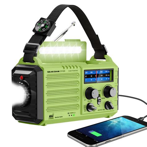 NOAA Weather Radio, Emergency Hand Crank Radio with Solar Charger, Portable Battery Operated AM ...