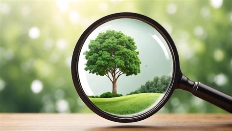 Magnifying with tree visuals environmental exploration concept stock ...