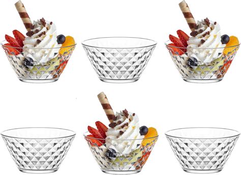 PHRYGIA Glass Dessert Bowls Set of 6,Glass Bowls Set,Glass Ice Cream ...