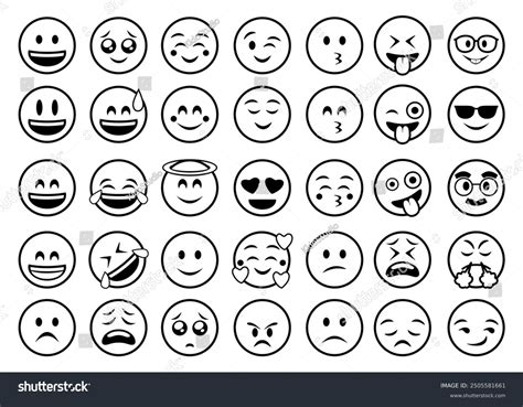 Big Set Black White Emoji Stock Vector (Royalty Free) 2505581661 ...