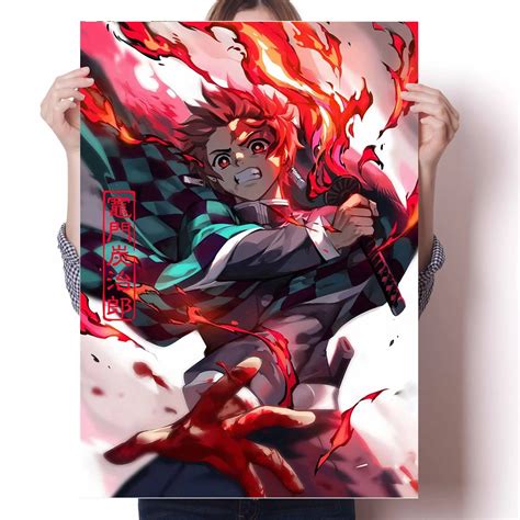 Demon Slayer Anime Poster Tanjirou Nezuko Wall Art Kawaii Room Decor ...