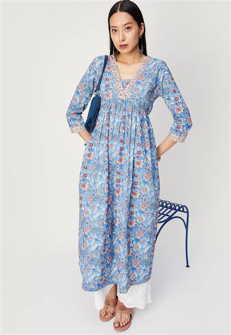 Buy Women Printed V-Neck A-Line Kurta Online at just Rs. 1299.0 ...