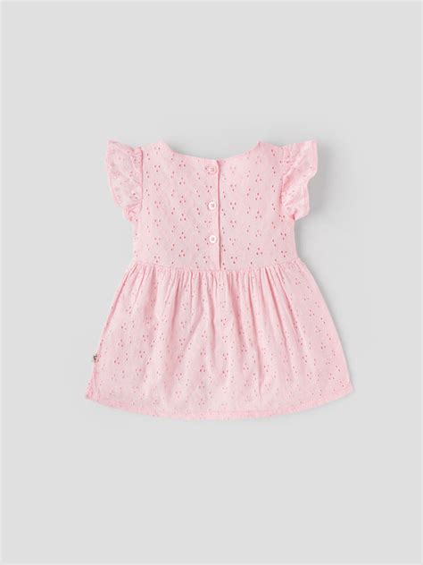 Popees Soft & Breathable Elegant Eyelet Summer Frock with Ruffle Sleev ...