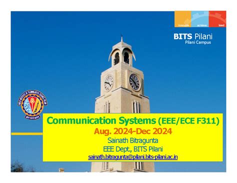 1 BITS Pilani Com Sys 2024 Tut1 - Communication Systems (EEE/ECE F311 ...
