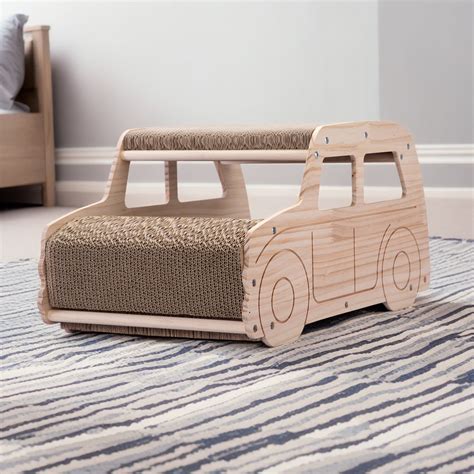 Pefilos 20" Car-Shaped Cats Scratching Post, Cardboard Cat Scratcher Bed Toy, Durable Scratch ...