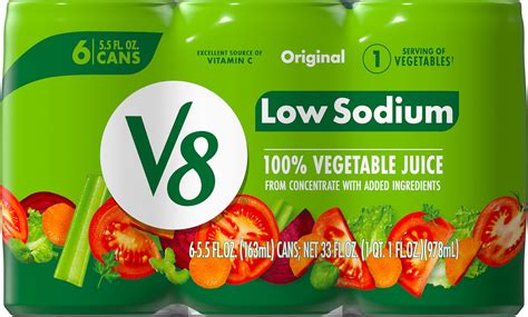 Amazon.com : V8 Low Sodium Original 100% Vegetable Juice, 5.5 fl oz Can ...
