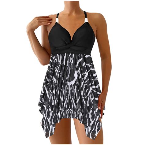 Wyobmus Women's Halter Tankini Swimdress 2 Piece Plus Size Swimsuits ...