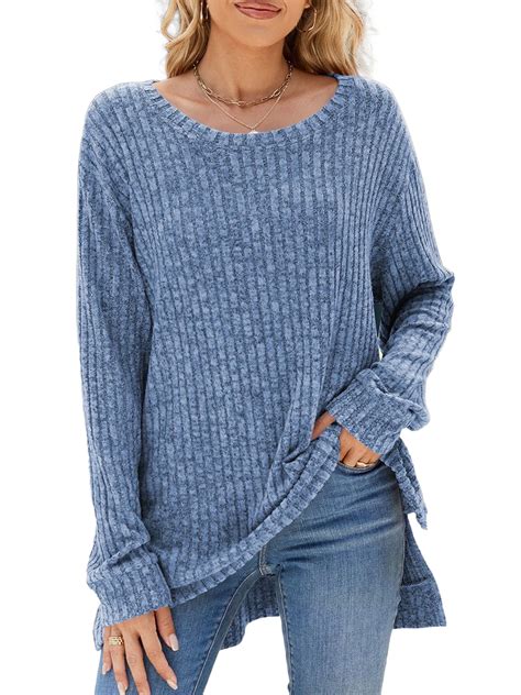 Womens Sweaters Tops Fall Fashion Long Sleeve Tunic Lightweight ...