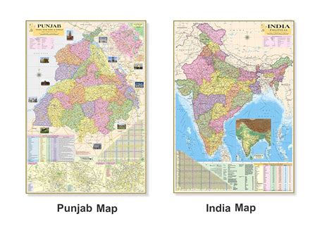Buy (Pack Of 2 Map) Punjab Map And India Map. Both Map Size : 100X70 ...