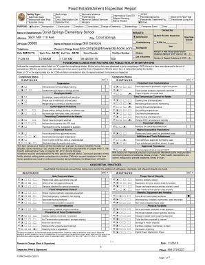 Fillable Online Food Establishment Inspection Report - Duval County ...