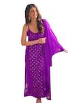 Buy Purple Georgette Mirrors, Embroidery Round Chikankari Straight ...