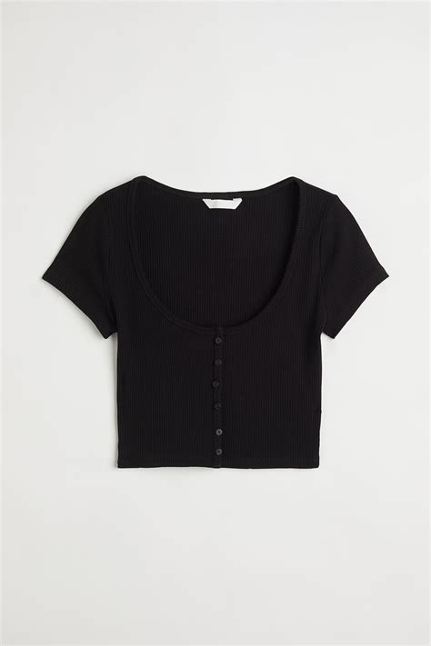Cropped top - Black - Ladies | H&M IN