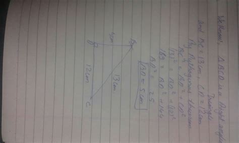 Construct a right angled triangle bcd in which the hypotenuse bc is 13 ...