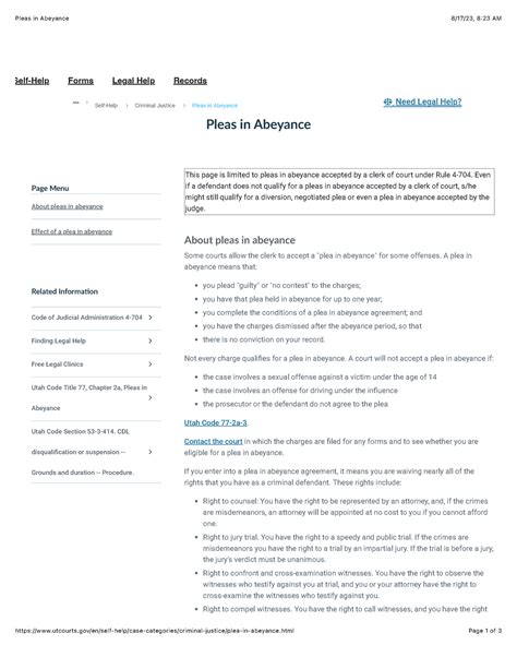 Pleas in Abeyance - This Is a law stature - Pleas in Abeyance 8/17/23 ...