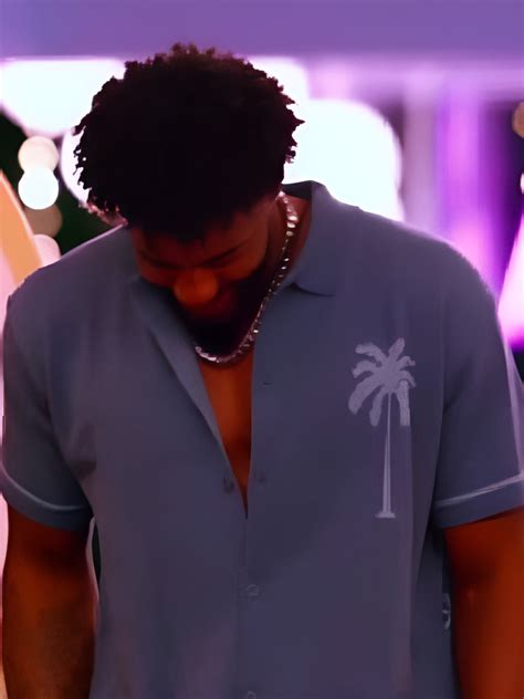 Love Island USA S7 Chris Seeley Blue Palm Print Shirt