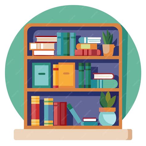 Bookshelf clip art and Vector Design With a White Background | Premium ...