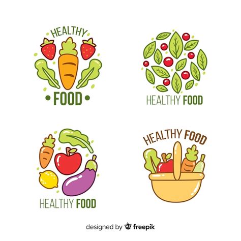 Mão desenhada coleção de rótulo de comida natural | Vetor Grátis