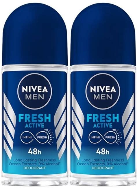 NIVEA Fresh Active Roll-On (25ml Each) - Long-Lasting Odor Protection ...