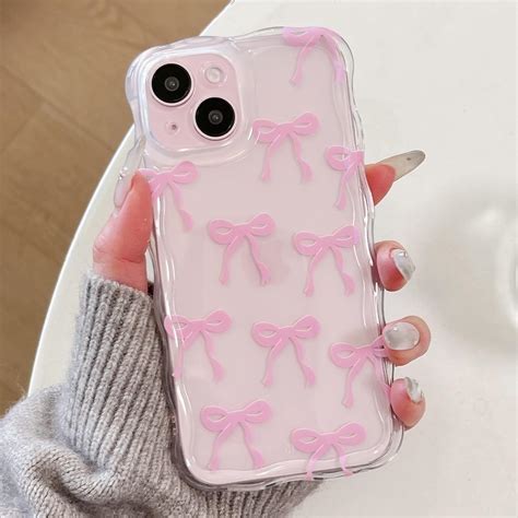 Amazon.com: QLTYPRI Bow Case for iPhone 16 Pro, Cute Ribbon Bows Wavy ...