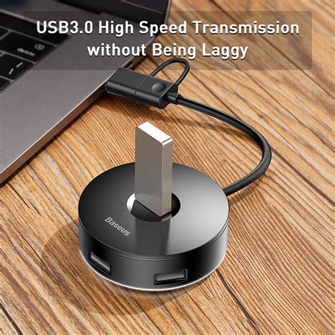 Baseus Round Box HUB Adapter 4-in-1 with Type-C Hub Cable (CAHUB-G01 ...