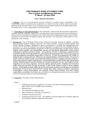 Fillable Online Performance Work Statement (PWS) Logistics Information ...