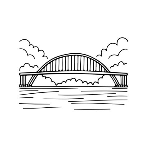 Illustration modern bridge over riverside doodle simple | Premium AI ...