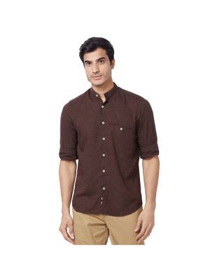 Buy ColorPlus Tailored Fit Solid Dark Brown Shirt Online