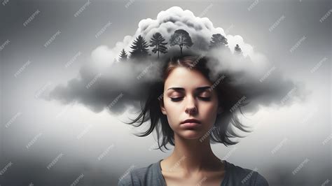 Premium Photo | Young woman with fog and clouds in her head Concepts ...