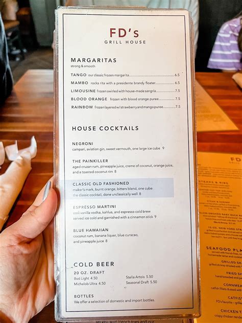 Menu at FD's Grillhouse pub & bar, Springfield