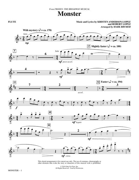 Monster (from Frozen The Broadway Musical) (arr. Mark Brymer) - Flute ...