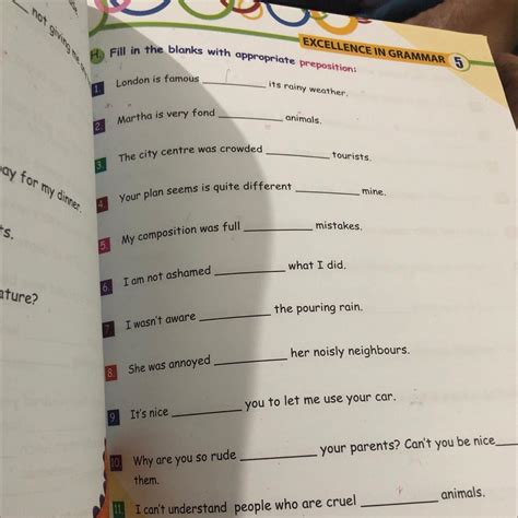 Fill in the blanks with appropriate preposition. - Brainly.in