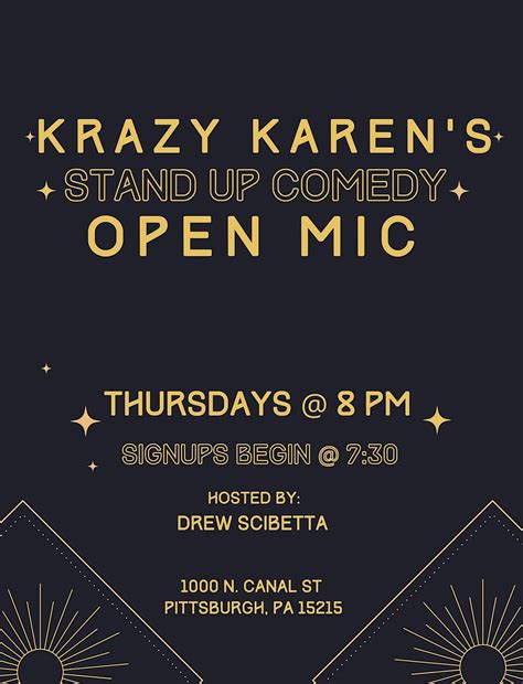 Krazy Karens Standup Comedy Open Mic, Krazy Karen's, Pittsburgh, 23 ...
