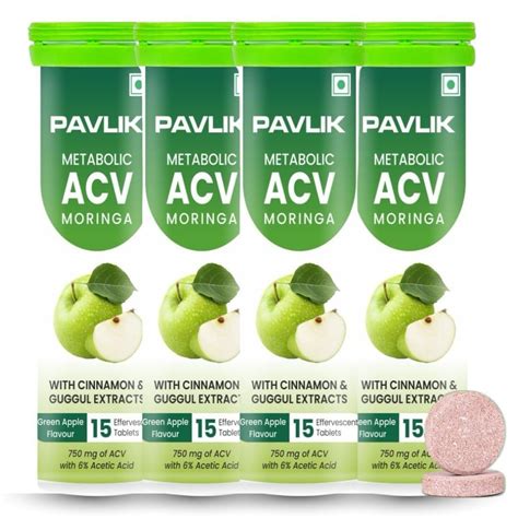 ACV Moringa Fizz Effervescent Tablets | Green Apple Flavor, 500mg (Pack ...