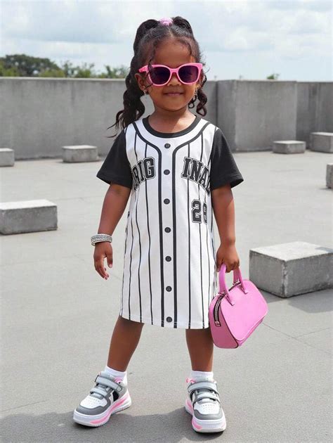 Young Girl Cute Casual Striped Patchwork Letter Graphic Short Sleeve A ...