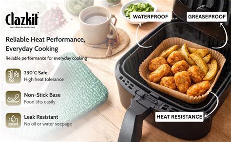Buy Clazkit 100 PCS Air Fryer Paper Liners Disposable | 8 Inch Square ...