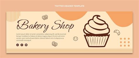 Flat design bakery shop twitter header | Free Vector